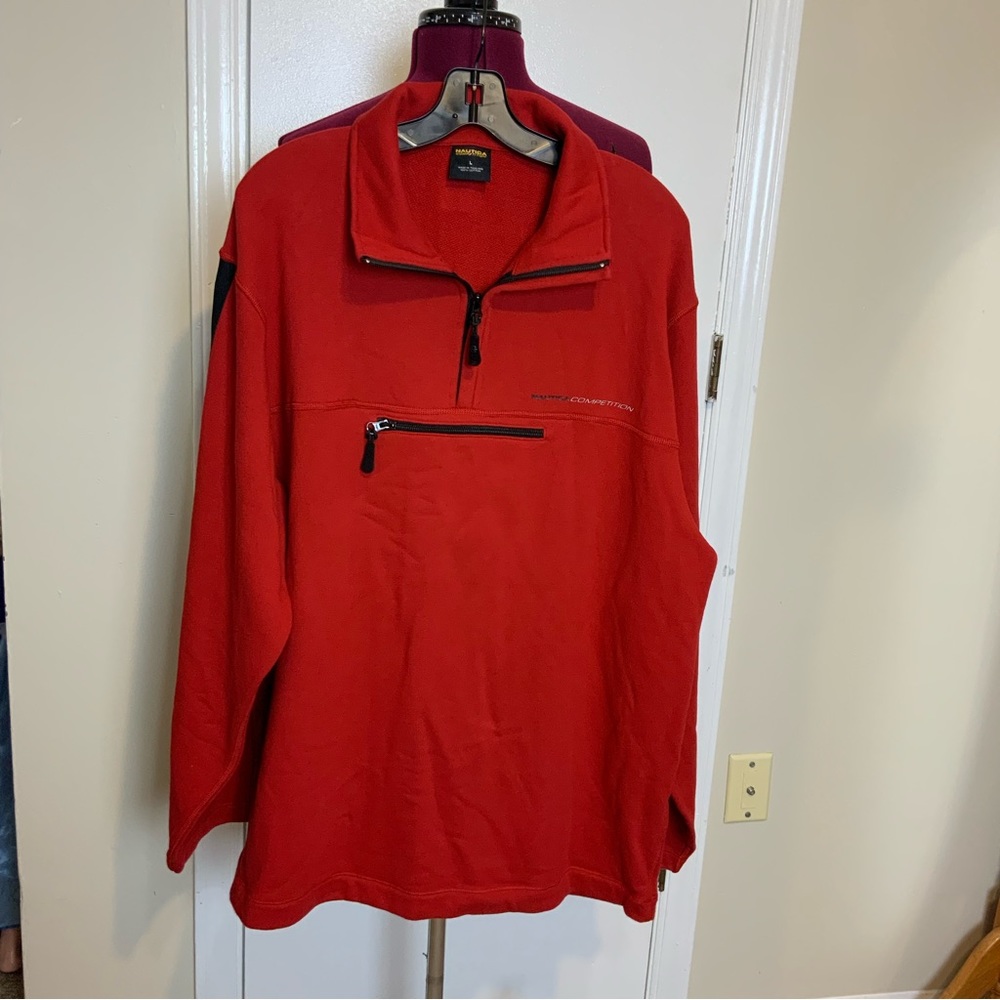 Like New Náutica Competition Men’s 1/4 Zip Pullover Fleece Red/Blk Sweat…